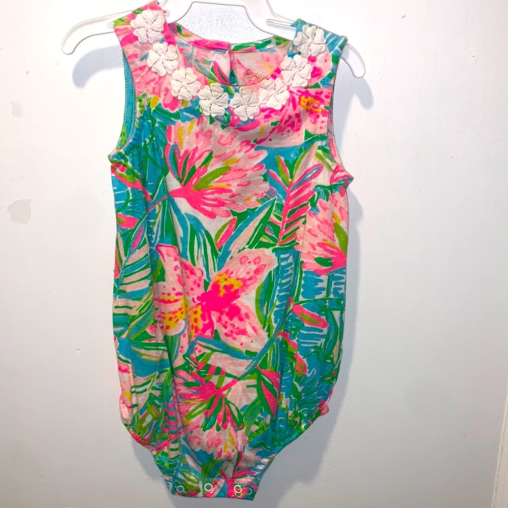 Lilly Pulitzer Pink and Green Floral Bodysuit